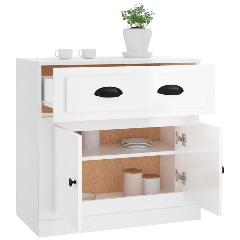 vidaXL magasfényű fehér szerelt fa tálalószekrény 70x35,5x67,5 cm