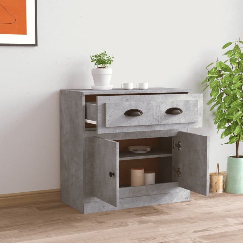 vidaXL betonszürke szerelt fa tálalószekrény 70x35,5x67,5 cm