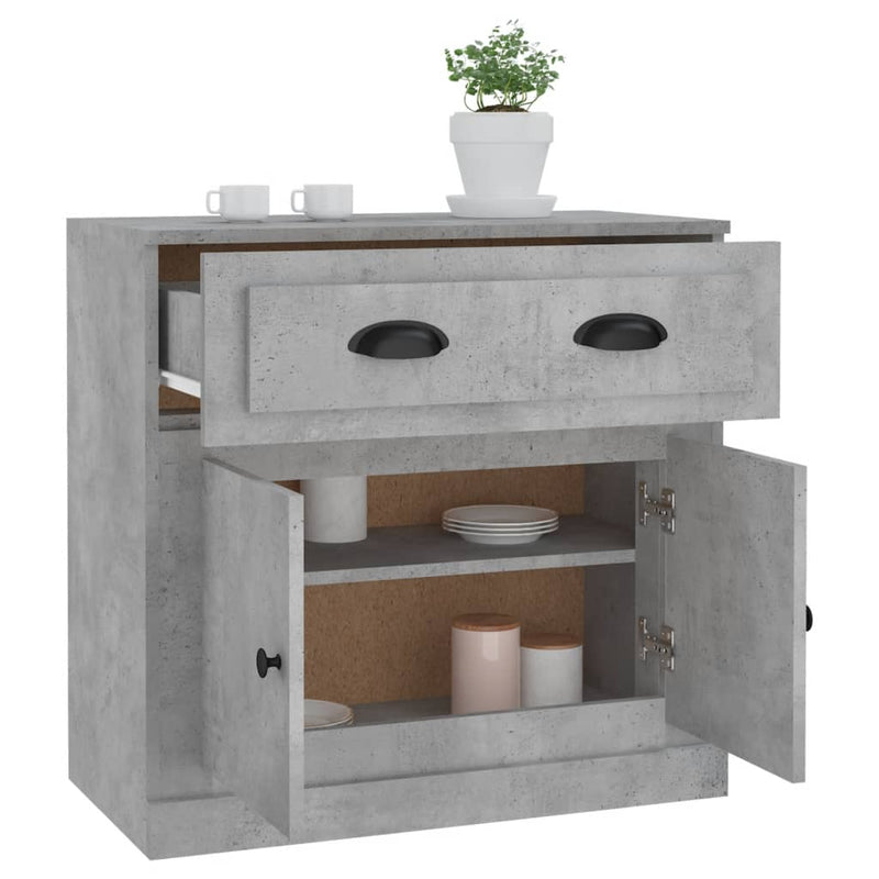 vidaXL betonszürke szerelt fa tálalószekrény 70x35,5x67,5 cm