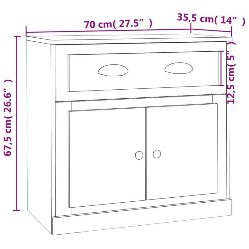 vidaXL betonszürke szerelt fa tálalószekrény 70x35,5x67,5 cm