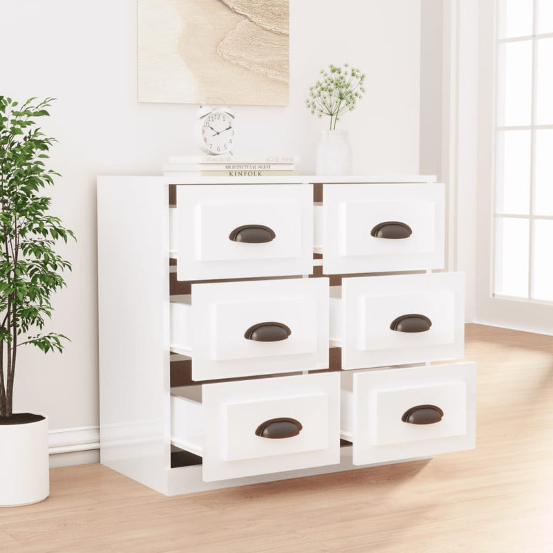 vidaXL magasfényű fehér szerelt fa tálalószekrény 70x35,5x67,5 cm