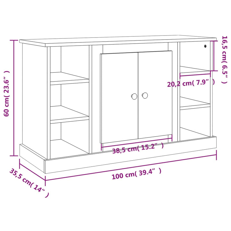 vidaXL betonszürke szerelt fa tálalószekrény 100x35,5x60 cm