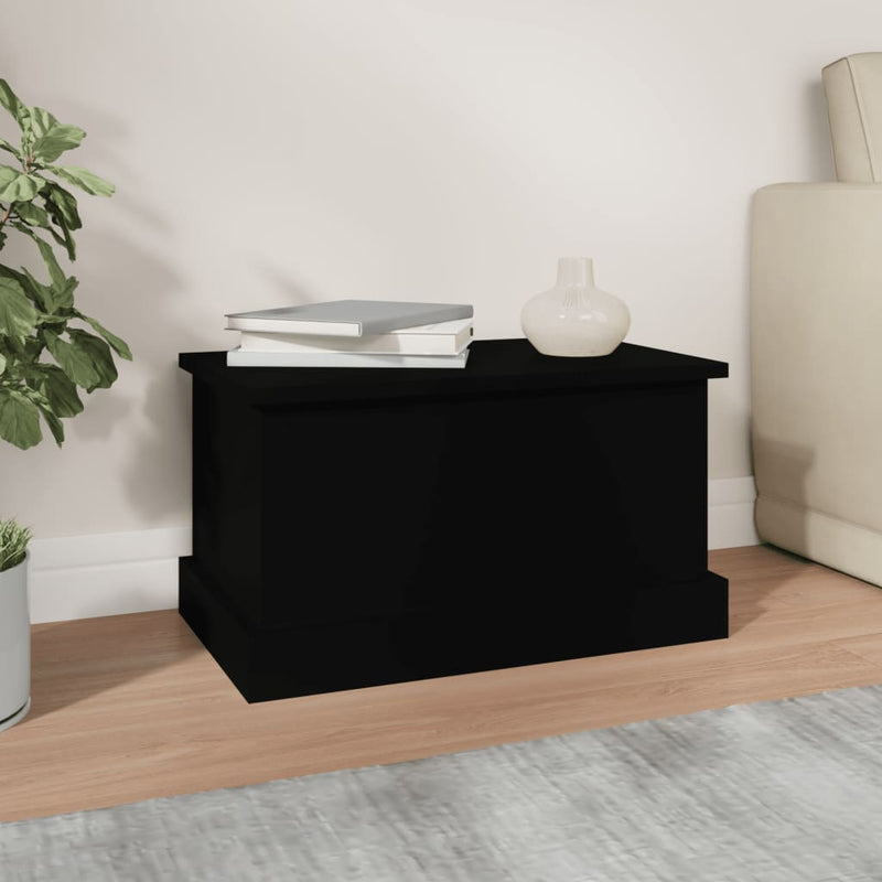 vidaXL fekete szerelt fa tárolóláda 50 x 30 x 28 cm