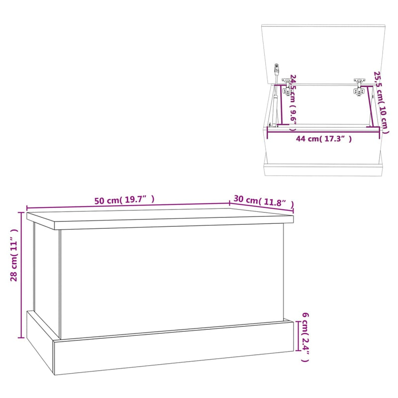 vidaXL barna tölgy színű szerelt fa tárolóláda 50x30x28 cm