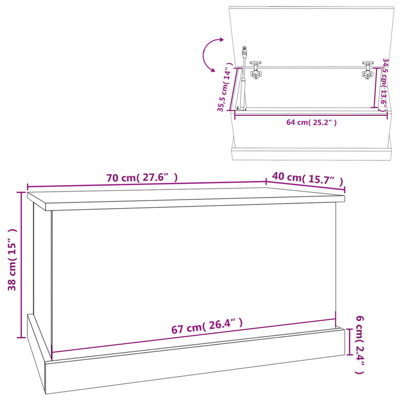 vidaXL sonoma tölgyfa tárolóláda 70 x 40 x 38 cm rétegelt fa
