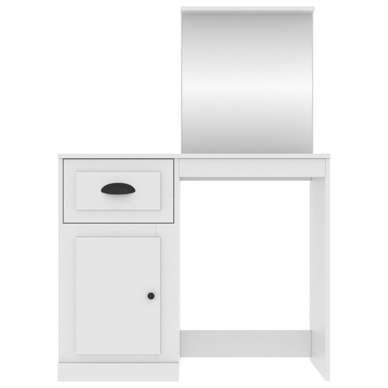 vidaXL fehér szerelt fa fésülködő asztal tükörrel 90x50x132,5 cm