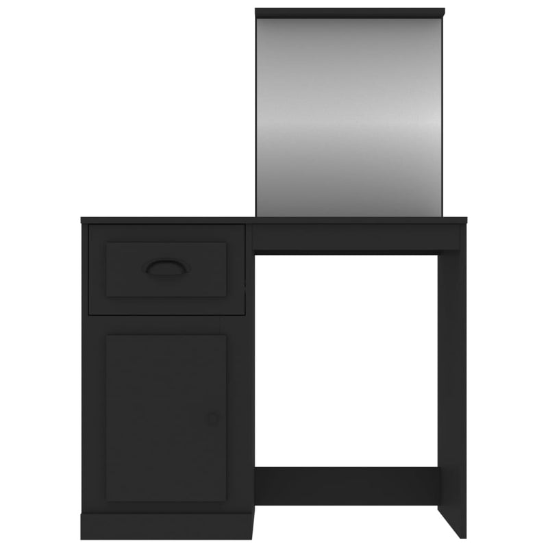 vidaXL fekete szerelt fa pipereasztal tükörrel 90 x 50 x 132,5 cm