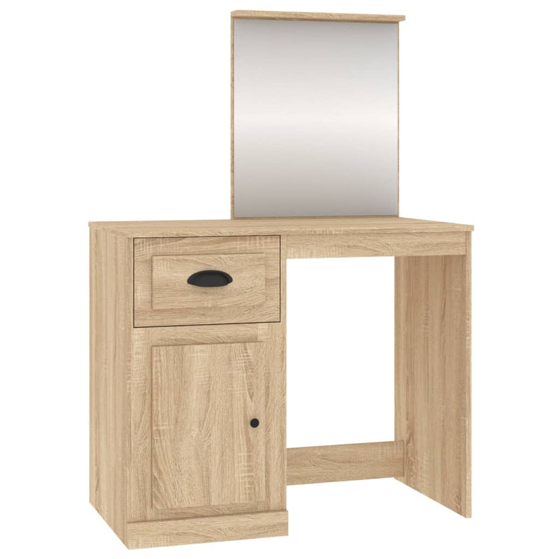 vidaXL sonoma tölgy színű szerelt fa tükrös pipereasztal 90x50x132,5cm