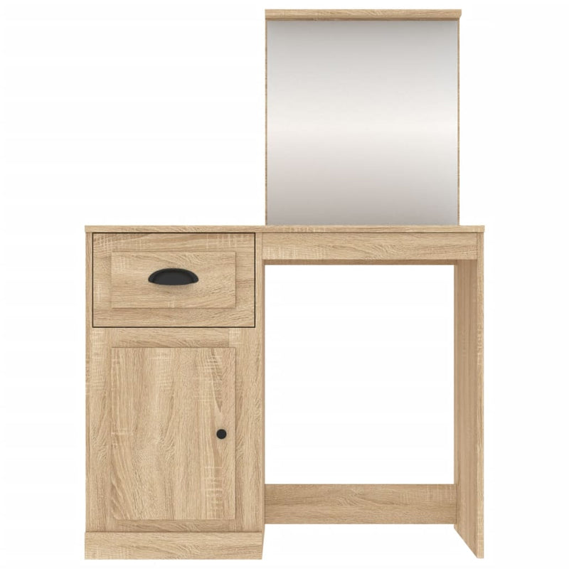 vidaXL sonoma tölgy színű szerelt fa tükrös pipereasztal 90x50x132,5cm