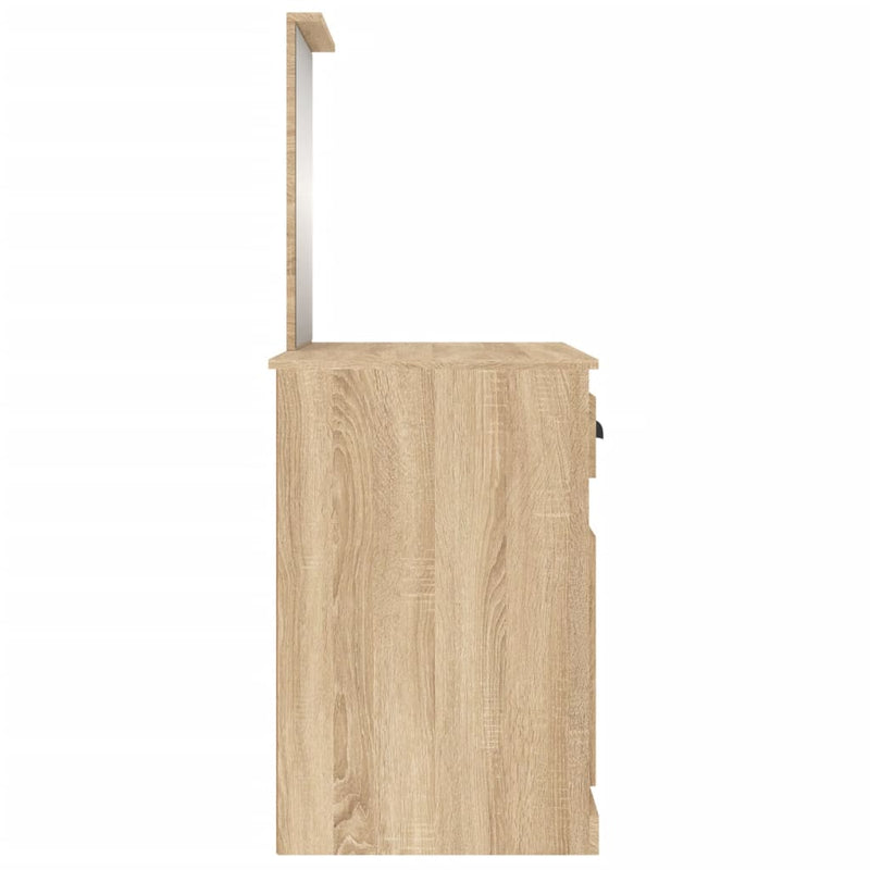 vidaXL sonoma tölgy színű szerelt fa tükrös pipereasztal 90x50x132,5cm