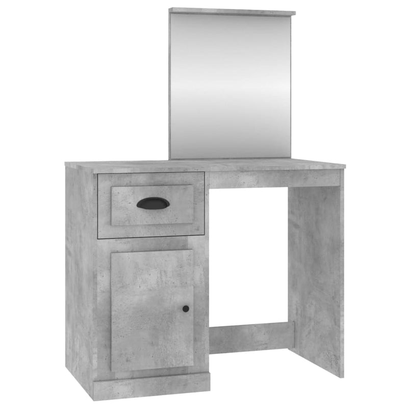 vidaXL betonszürke szerelt fa fésülködő asztal tükörrel 90x50x132,5 cm
