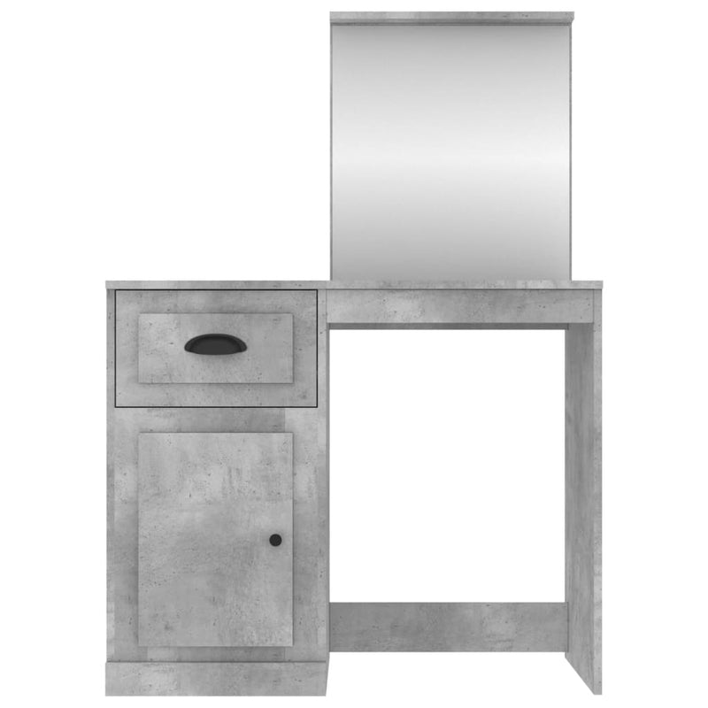 vidaXL betonszürke szerelt fa fésülködő asztal tükörrel 90x50x132,5 cm