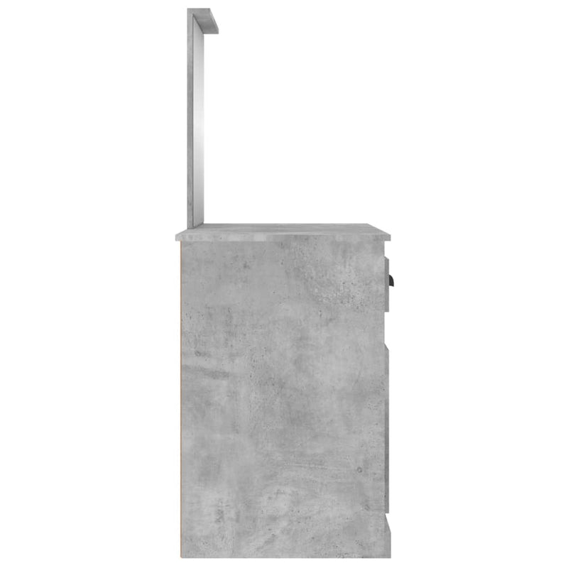 vidaXL betonszürke szerelt fa fésülködő asztal tükörrel 90x50x132,5 cm