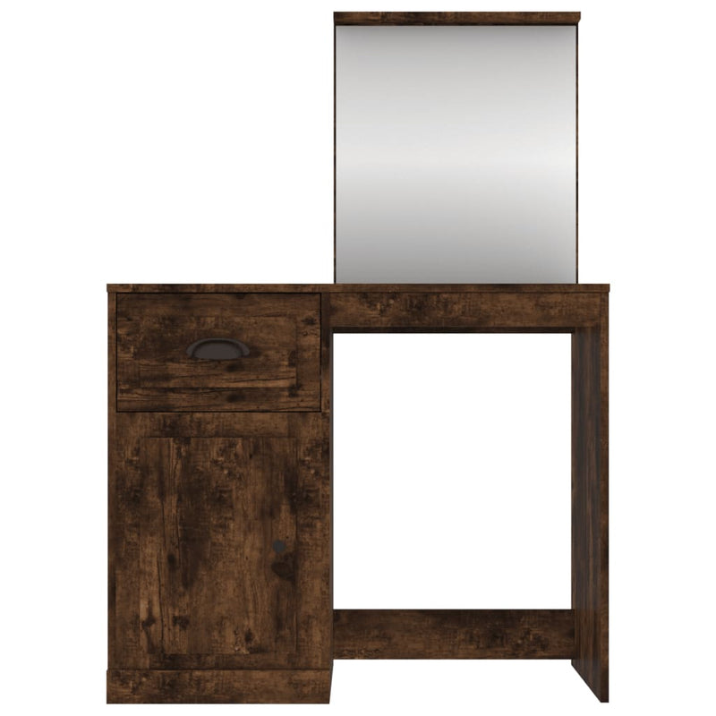 vidaXL füstös tölgy szerelt fa tükrös pipereasztal 90 x 50 x 132,5 cm