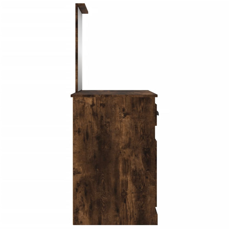 vidaXL füstös tölgy szerelt fa tükrös pipereasztal 90 x 50 x 132,5 cm