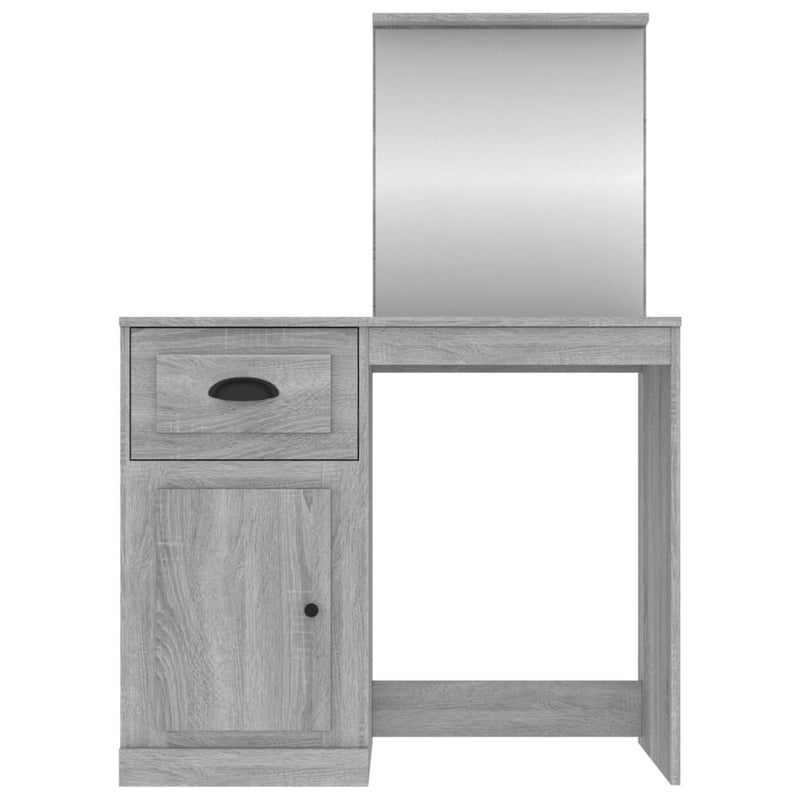 vidaXL szürke sonoma szerelt fa tükrös pipereasztal 90 x 50 x 132,5 cm
