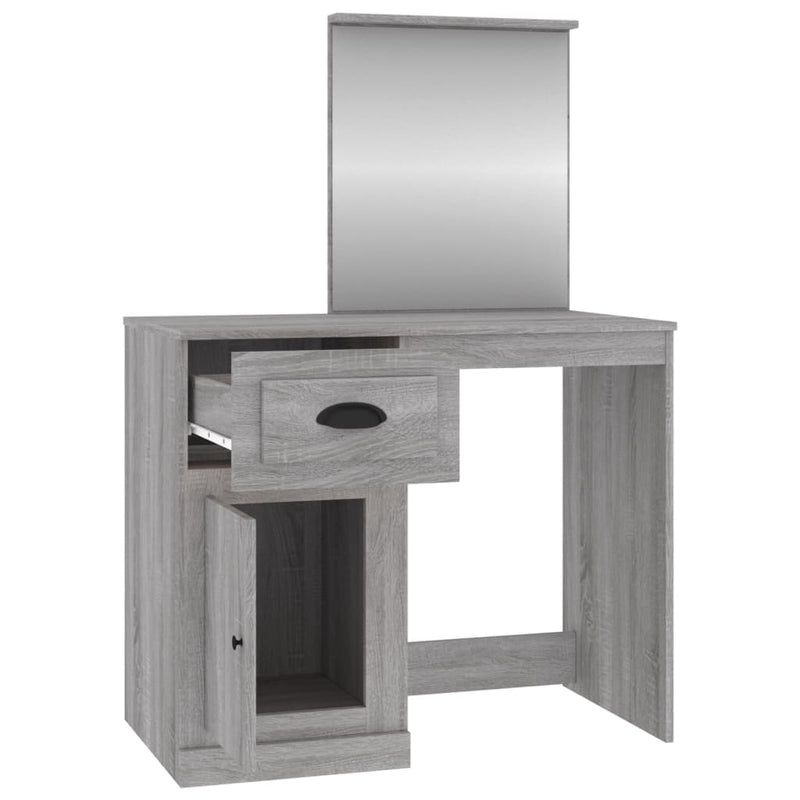 vidaXL szürke sonoma szerelt fa tükrös pipereasztal 90 x 50 x 132,5 cm