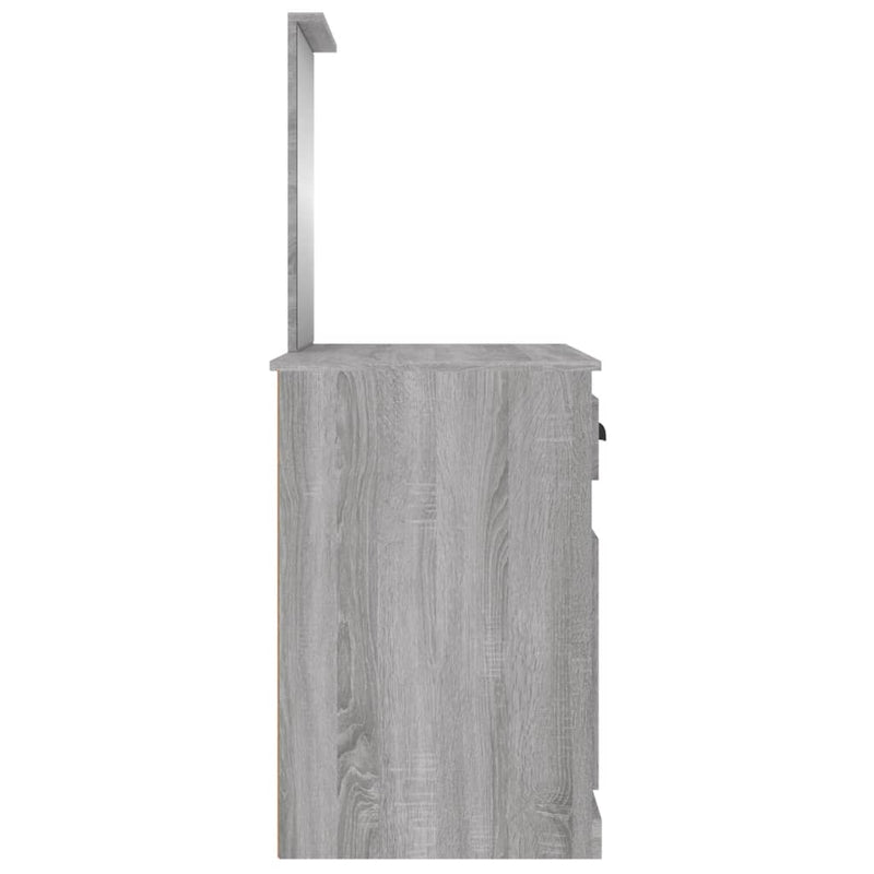 vidaXL szürke sonoma szerelt fa tükrös pipereasztal 90 x 50 x 132,5 cm
