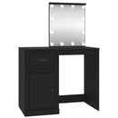vidaXL fekete szerelt fa pipereasztal LED-del 90 x 50 x 132,5 cm