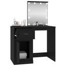 vidaXL fekete szerelt fa pipereasztal LED-del 90 x 50 x 132,5 cm