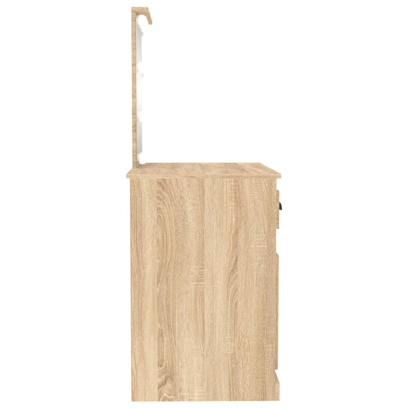 vidaXL sonoma tölgy színű LED-es fésülködőasztal 90x50x132,5 cm