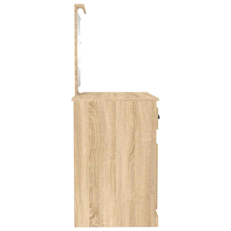 vidaXL sonoma tölgy színű LED-es fésülködőasztal 90x50x132,5 cm