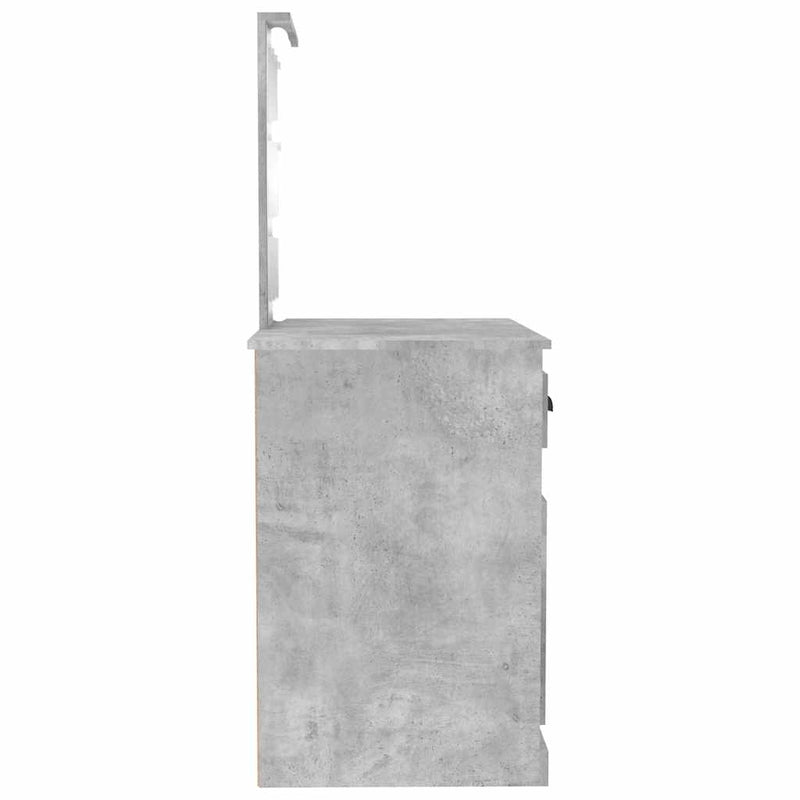 vidaXL betonszürke szerelt fa pipereasztal LED-del 90 x 50 x 132,5 cm