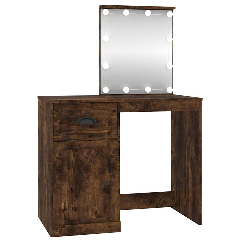 vidaXL füstös tölgy színű szerelt fa LED-es pipereasztal 90x50x132,5cm