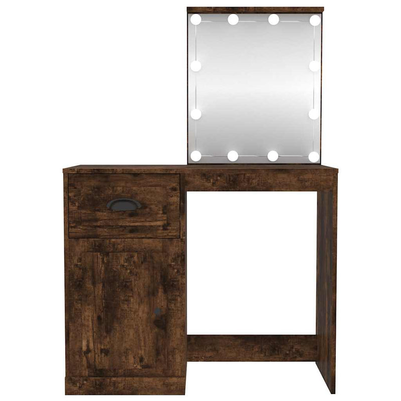 vidaXL füstös tölgy színű szerelt fa LED-es pipereasztal 90x50x132,5cm