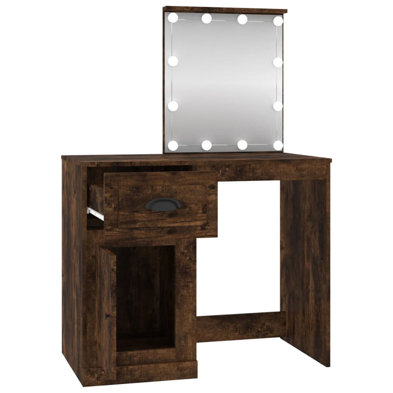 vidaXL füstös tölgy színű szerelt fa LED-es pipereasztal 90x50x132,5cm