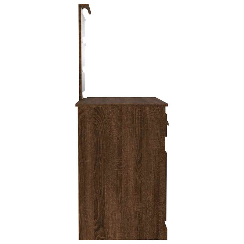 vidaXL barna tölgyszínű szerelt fa pipereasztal LED-del 90x50x132,5 cm