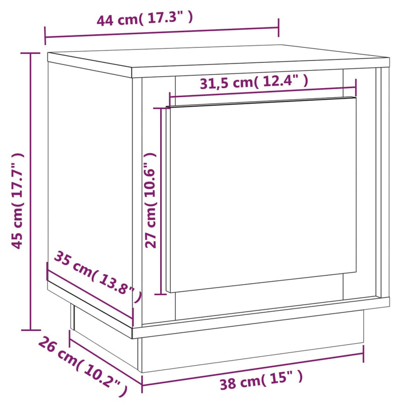 vidaXL 2 db füstös tölgy színű szerelt fa éjjeliszekrény 44x35x45 cm