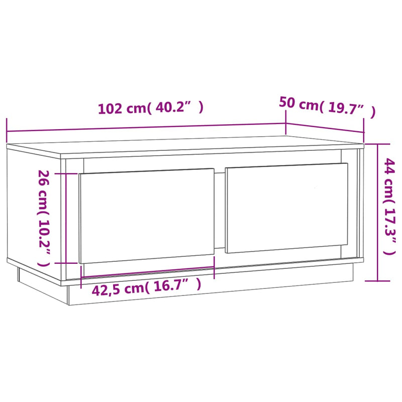 vidaXL sonoma tölgy színű szerelt fa dohányzóasztal 102x50x44 cm