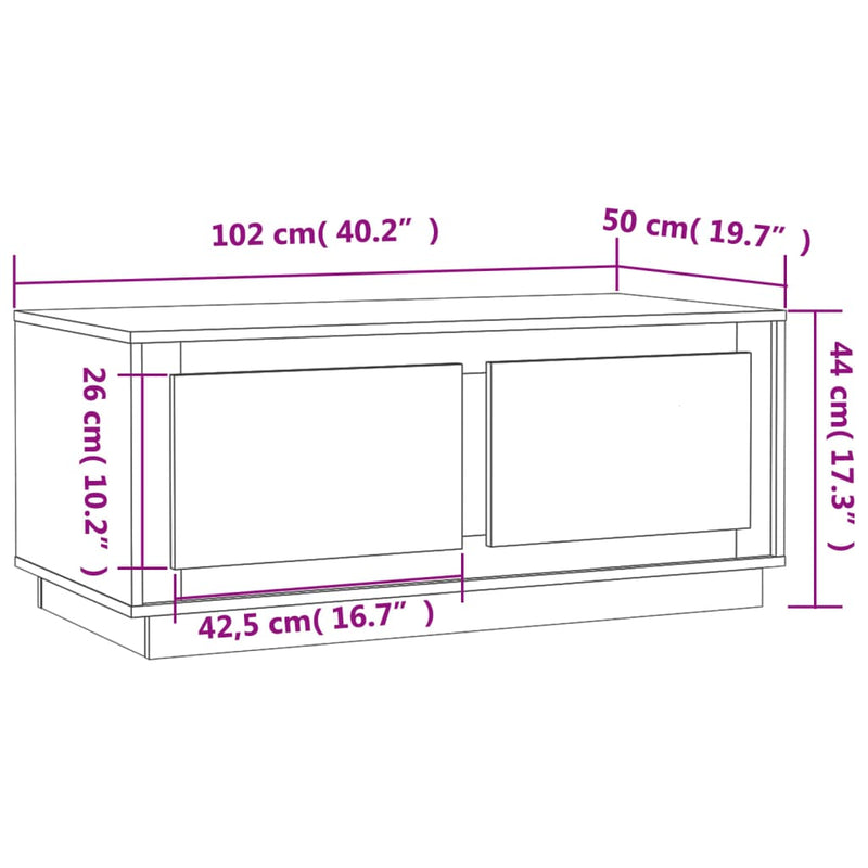 vidaXL barna tölgyszínű szerelt fa dohányzóasztal 102x50x44 cm
