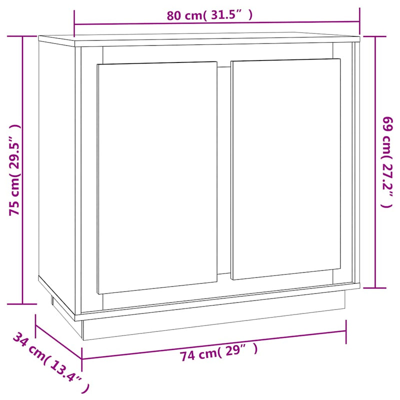 vidaXL fekete szerelt fa tálalóasztal 80 x 34 x 70 cm