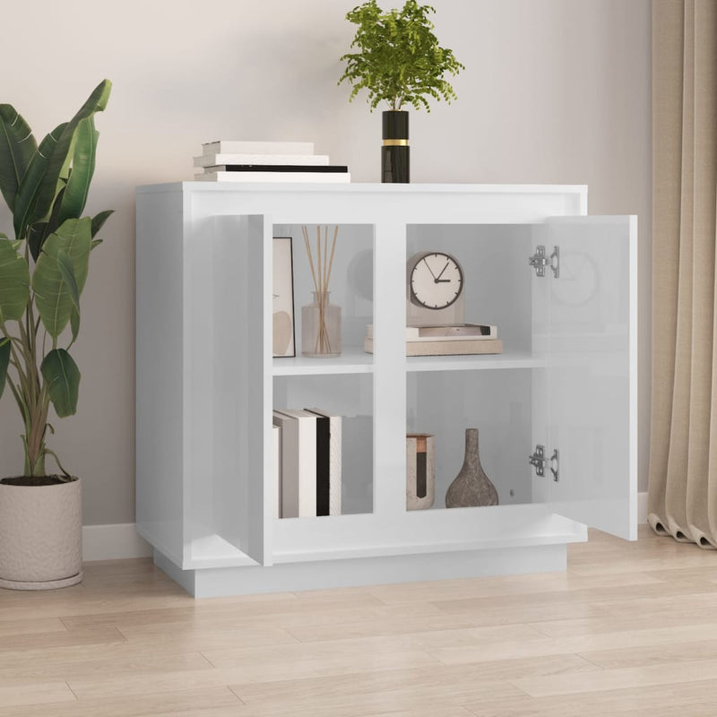 vidaXL magasfényű fehér szerelt fa tálalószekrény 80 x 34 x 75 cm