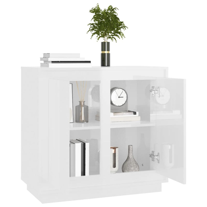 vidaXL magasfényű fehér szerelt fa tálalószekrény 80 x 34 x 75 cm