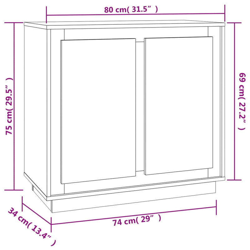 vidaXL betonszürke szerelt fa tálalószekrény 80 x 34 x 75 cm