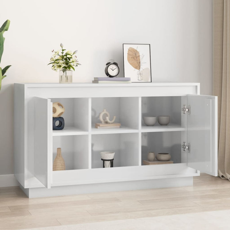 vidaXL magasfényű fehér szerelt fa tálalószekrény 102x35x60 cm