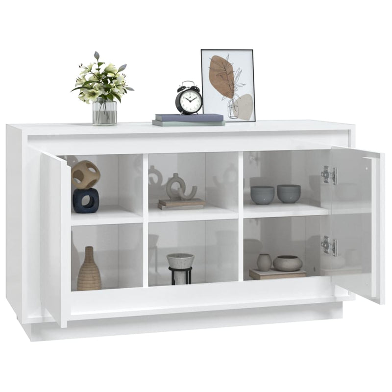vidaXL magasfényű fehér szerelt fa tálalószekrény 102x35x60 cm