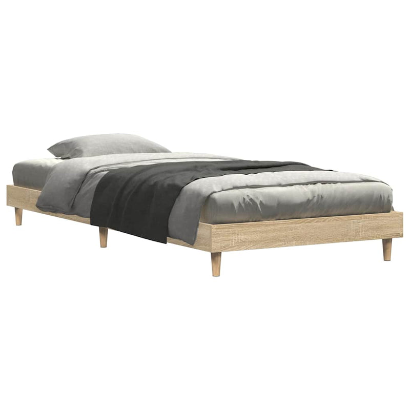 vidaXL sonoma tölgy színű szerelt fa ágykeret matrac nélkül 90x200 cm
