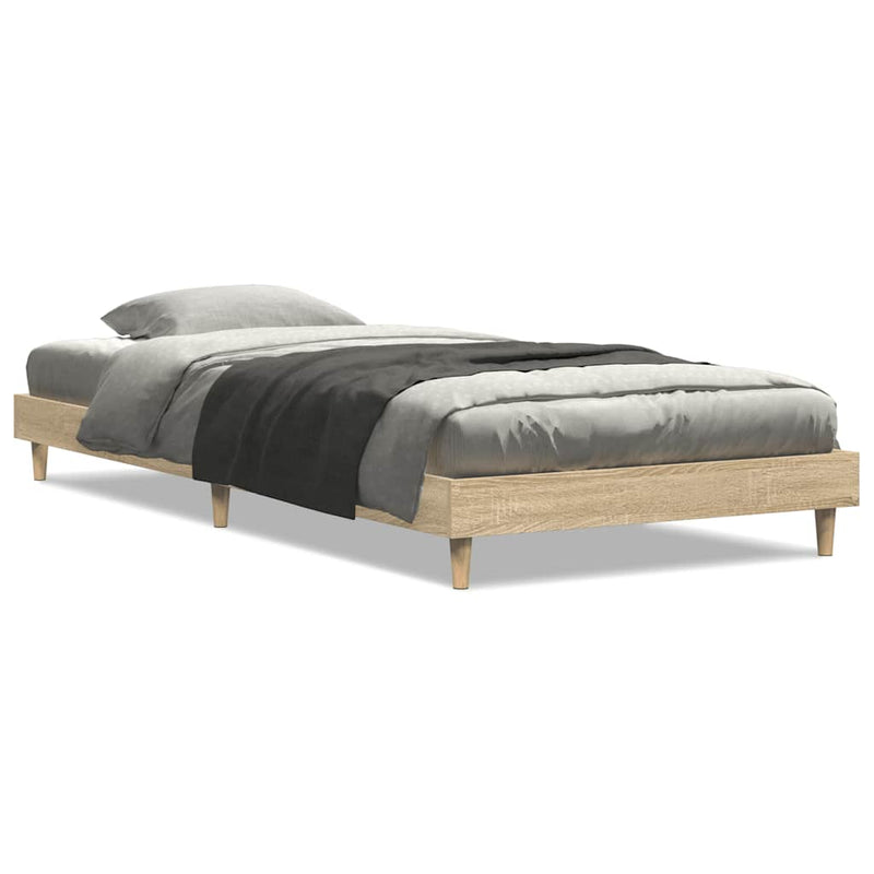 vidaXL sonoma tölgy színű szerelt fa ágykeret matrac nélkül 90x200 cm