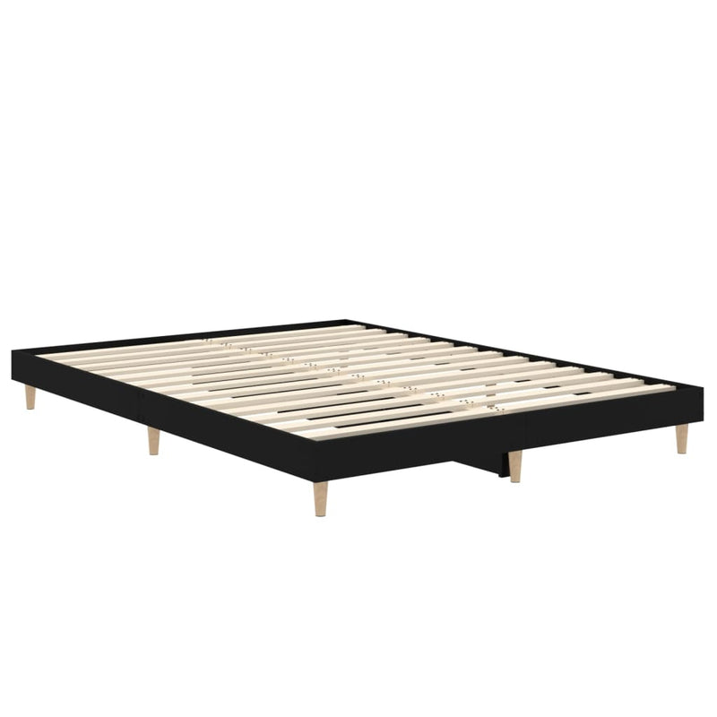 vidaXL fekete szerelt fa ágykeret 135 x 190 cm