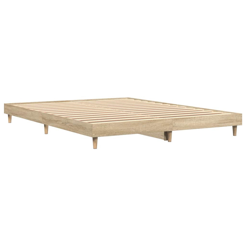 vidaXL sonoma tölgyszínű szerelt fa ágykeret 135 x 190 cm