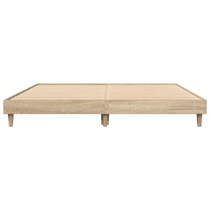 vidaXL sonoma tölgyszínű szerelt fa ágykeret 135 x 190 cm