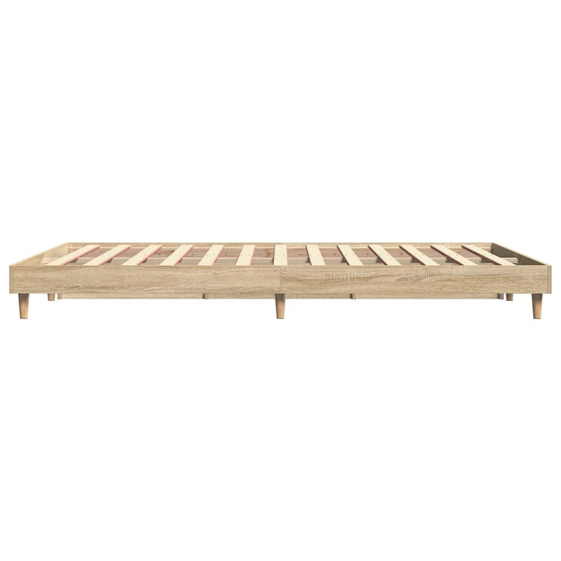 vidaXL sonoma tölgyszínű szerelt fa ágykeret 135 x 190 cm