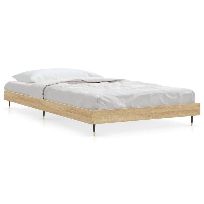 vidaXL sonoma tölgy színű szerelt fa ágykeret matrac nélkül 90x200 cm