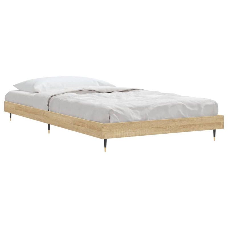 vidaXL sonoma tölgy színű szerelt fa ágykeret matrac nélkül 90x200 cm
