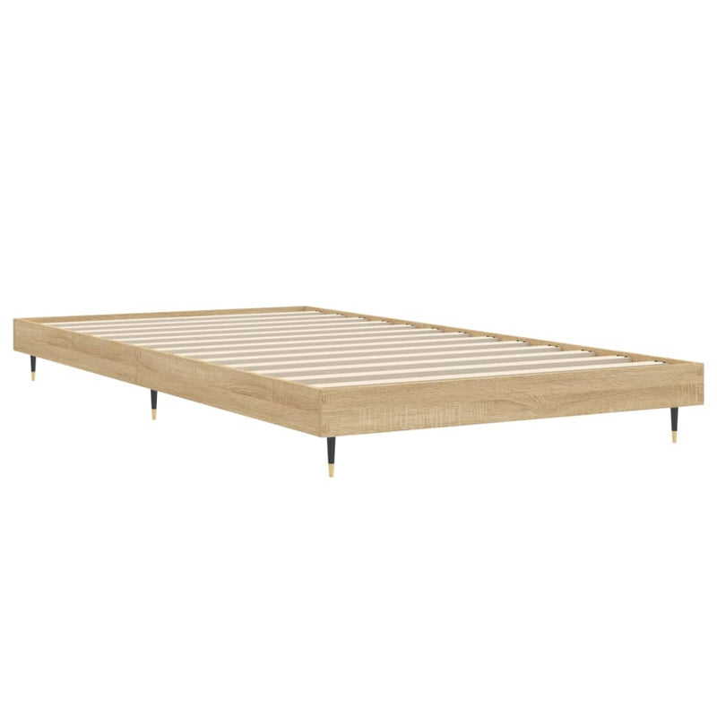 vidaXL sonoma tölgy színű szerelt fa ágykeret matrac nélkül 90x200 cm