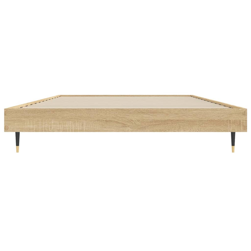 vidaXL sonoma tölgy színű szerelt fa ágykeret matrac nélkül 90x200 cm